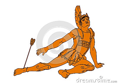 Achilles wounded by an arrow Stock Photo