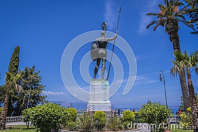 Achilles statue in Achilleion palace also called Sisi Palace on Corfu Island, Greece Editorial Stock Photo