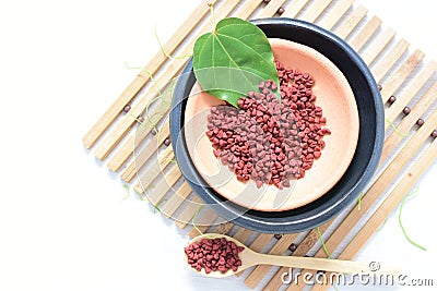 Achiote, annatto, bixin, urucÃº or onoto is a natural red pigment for coloring and cooking Stock Photo