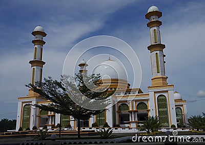 Beautiful view of Achmad Bakrie mosque in Kisaran, North Sumatera, Indonesia Stock Photo