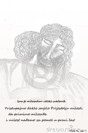 Hebrews 4,16 from the Bible. Cartoon Illustration