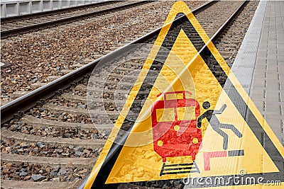Attention! Risk of tripping at the platform Stock Photo