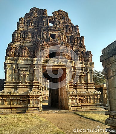Achyutaraya Temple Ruins Gate, Hampi, Karnataka, India Stock Photo
