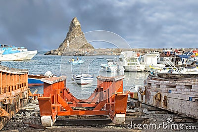 Aci Trezza Sicily Cyclopes Stacks rocks Stock Photo