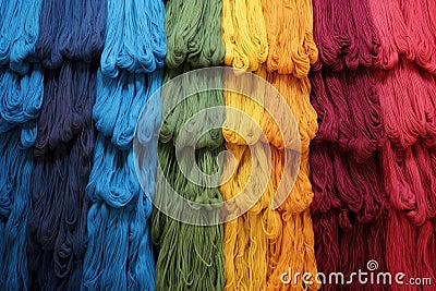 acid dyed wool fibers displayed on canvas Stock Photo