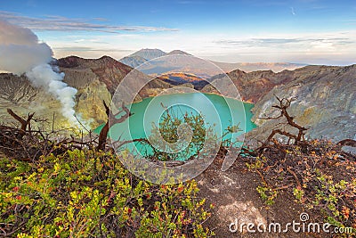 Acid Lake, Ijen Crater Stock Photo