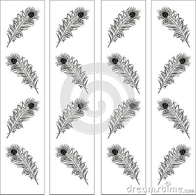 Abstract Feather Laser Cut Pattern Stencil files Glass Art Vector Illustration