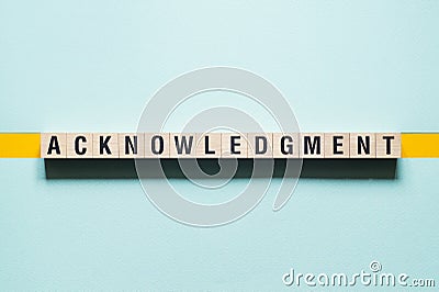 Acknowledgment word concept on cubes Stock Photo