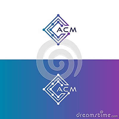 acm tech initial logo design icon for technology, Digital, Tech business, acm tech logo, acm technology logo Vector Illustration