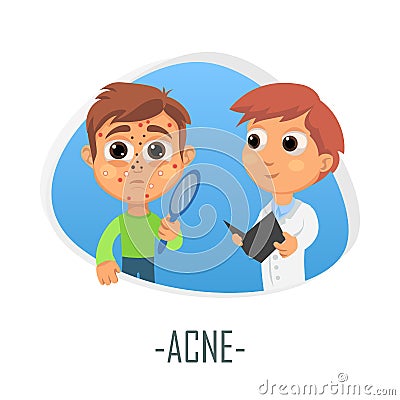 Acne medical concept. Vector illustration. Cartoon Illustration