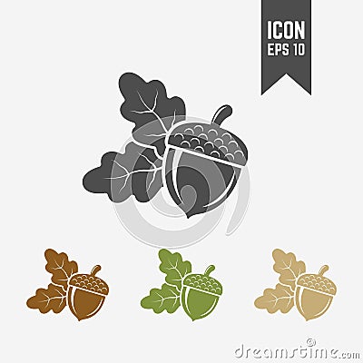 Acorn isolated vector icon Vector Illustration