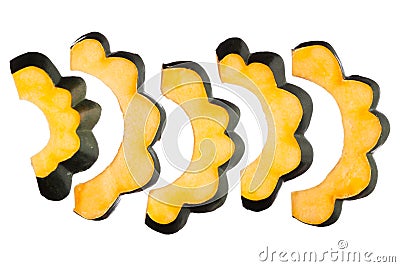 Acorn squash slices isolated on white Stock Photo