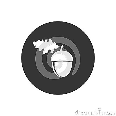 Acorn white icon. vector symbol sign flat Vector Illustration