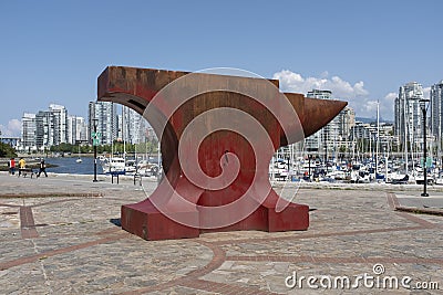 Giant anvil sculpture, Vancouver, BC Editorial Stock Photo