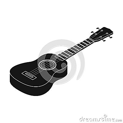 Acoustic bass guitar icon in black style isolated on white background. Musical instruments symbol stock vector Vector Illustration