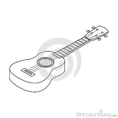 Acoustic bass guitar icon in outline style isolated on white background. Musical instruments symbol stock vector Vector Illustration
