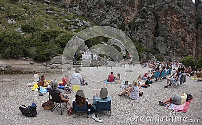 Acoustic choir singing concert at Torrent de Pareis in the spanish island of mallorca view Editorial Stock Photo