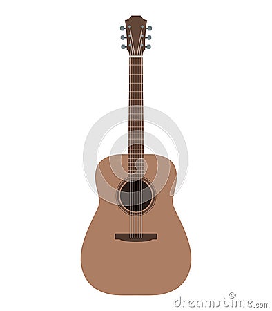 Acoustic classic guitar isolated icon Vector Illustration