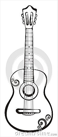 Acoustic classic guitar sketch Stock Photo