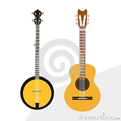 Acoustic electric guitar vector icons set isolated illustration guitars silhouette music concert sound retro musical Vector Illustration
