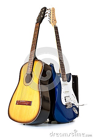 Acoustic and electric guitars Stock Photo