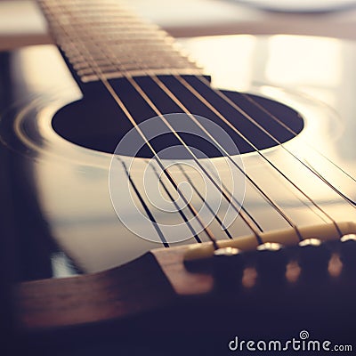 Acoustic guitar background - Square composition Stock Photo