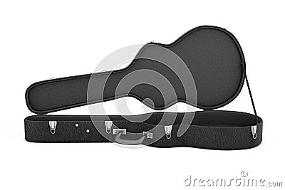 Acoustic Guitar Black Leather Hard Case. 3d Rendering Stock Photo