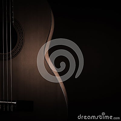 Acoustic guitar closeup. Classical guitar close up Stock Photo