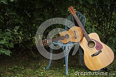 Acoustic guitar and guitalele Stock Photo