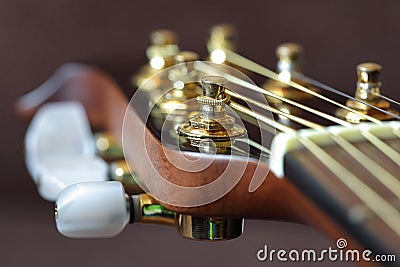 Acoustic guitar headstock Stock Photo