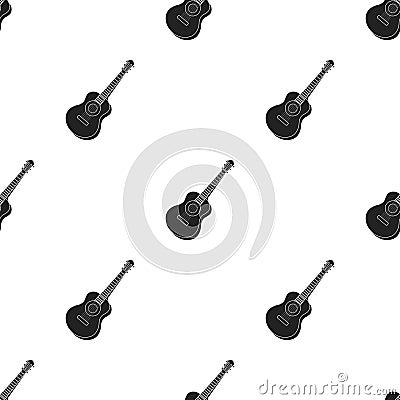 Acoustic guitar icon in black style isolated on white background. Musical instruments pattern stock vector illustration Vector Illustration