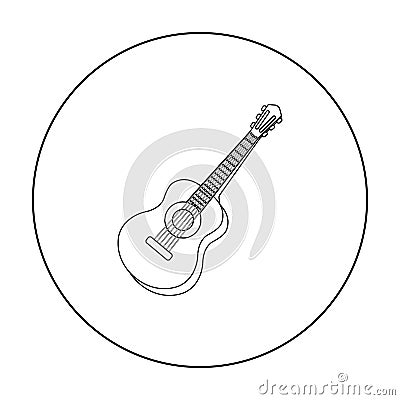 Acoustic guitar icon in outline style isolated on white background. Musical instruments symbol stock vector illustration Vector Illustration