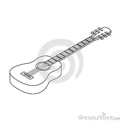 Acoustic guitar icon in outline style isolated on white background. Musical instruments symbol stock vector illustration Vector Illustration