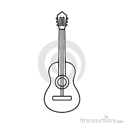 Acoustic guitar icon, outline style Vector Illustration