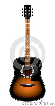 Acoustic guitar isolated Vector Illustration