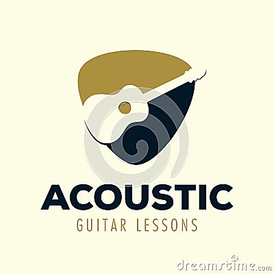 Acoustic Guitar Lessons Vector Logo Design Template Vector Illustration