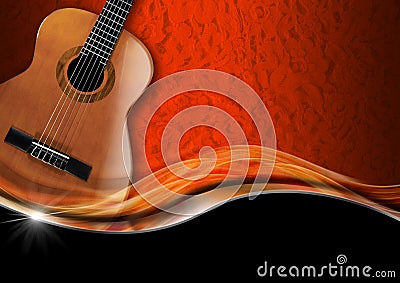 Acoustic Guitar on Luxury Background Stock Photo