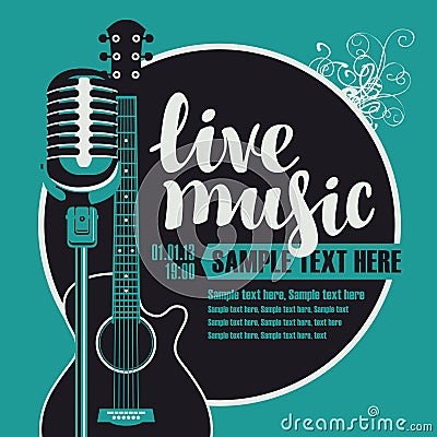 Acoustic guitar and a microphone Vector Illustration