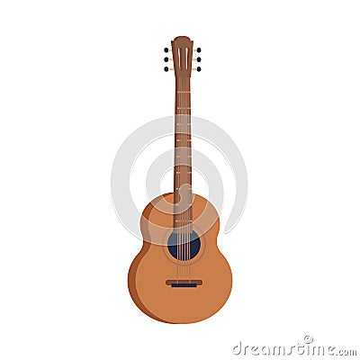 Acoustic guitar, musical instrument Vector Illustration