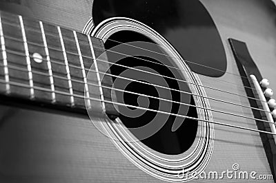 Acoustic guitar perspective Stock Photo