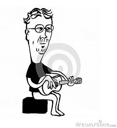 Acoustic guitar player Cartoon Illustration