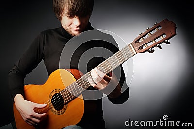 Acoustic guitar player Classical guitarist Stock Photo
