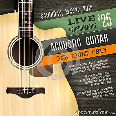 Acoustic Guitar Poster Vector Illustration