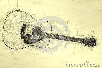 Acoustic guitar Scribble illustration Cartoon Illustration