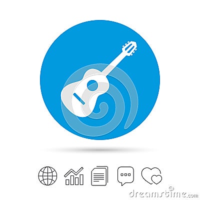 Acoustic guitar sign icon. Music symbol. Vector Illustration