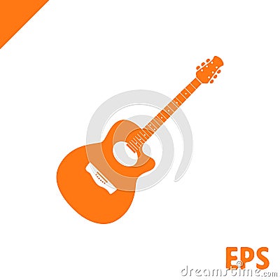 Acoustic guitar sign icon. Music symbol icon stock vector illustration flat design Vector Illustration