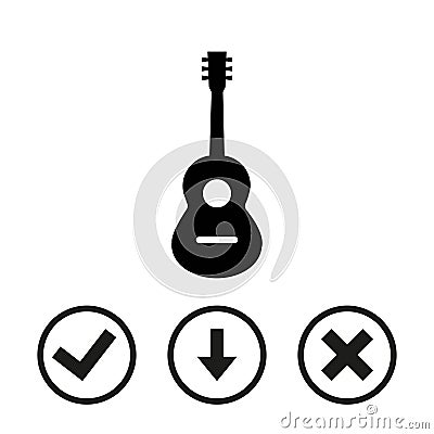Acoustic guitar sign icon. Music symbol. stock vector illustration flat design Vector Illustration
