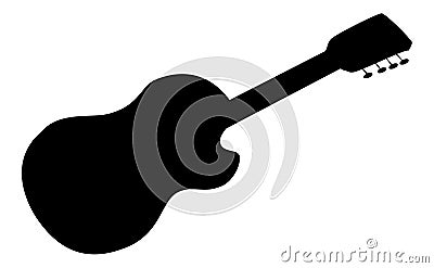 Acoustic guitar, silhouette Vector Illustration