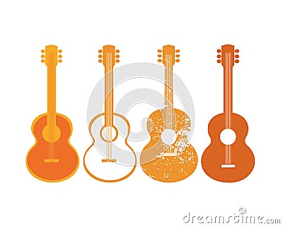 Acoustic guitar silhouette set Vector Illustration