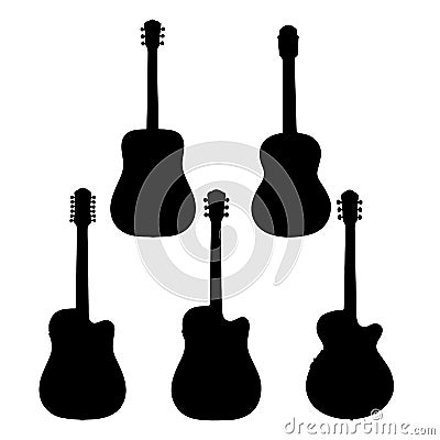 Acoustic guitar silhouettes Vector Illustration